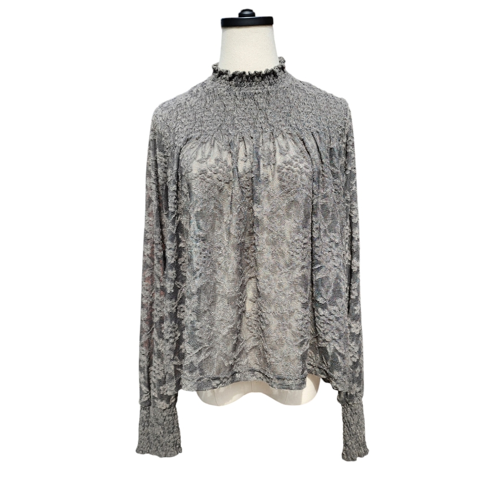 Anthropologie Wilderkind Amanna Mock Neck Moss Green Lace Top by Deletta Sz S